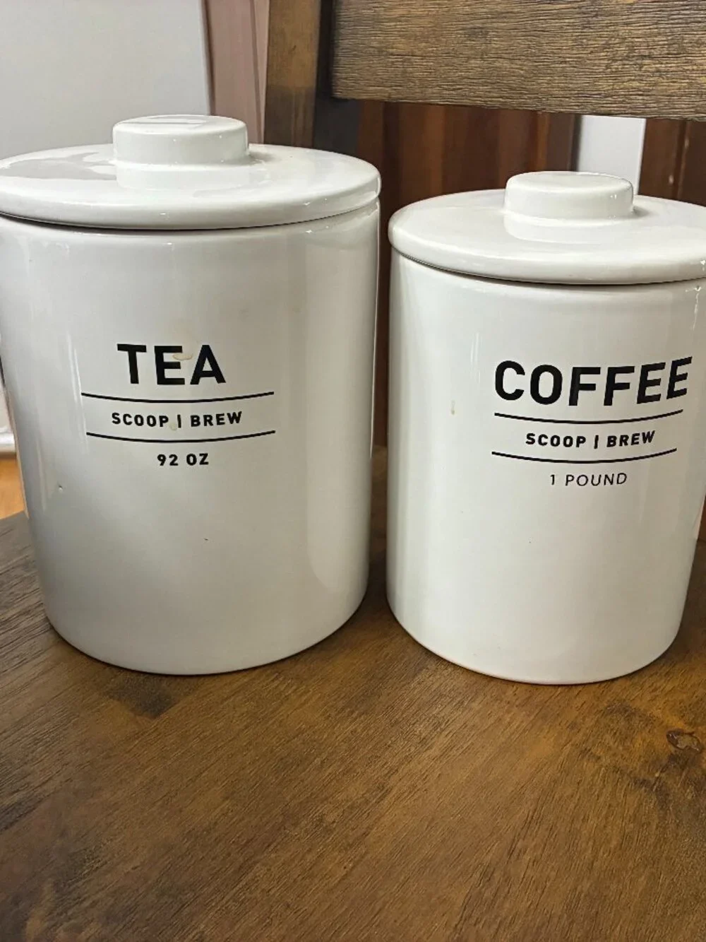 West Elm Utility Stoneware Kitchen Canisters, Set of 2, Coffee, Tea